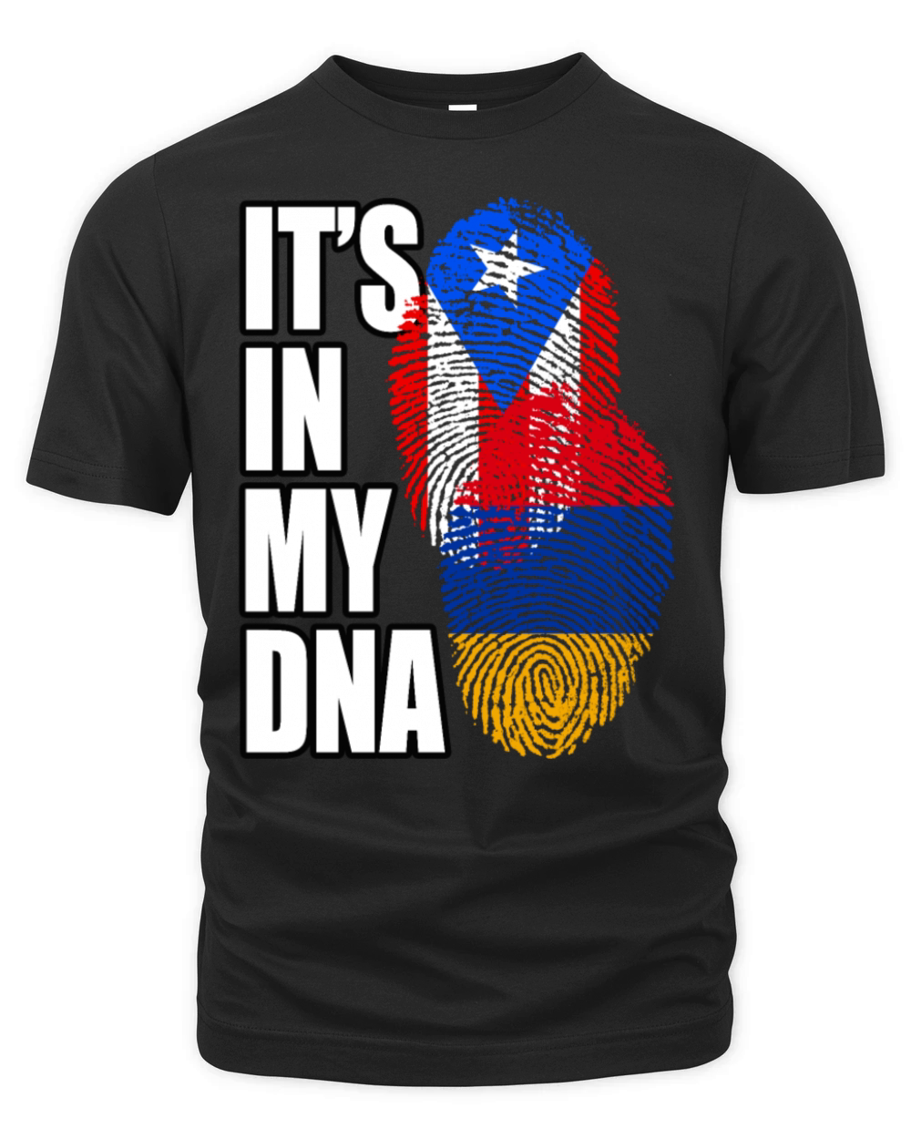 Armenian And Puerto Rican Mix Heritage DNA Flag Organic Unisex T-shirt