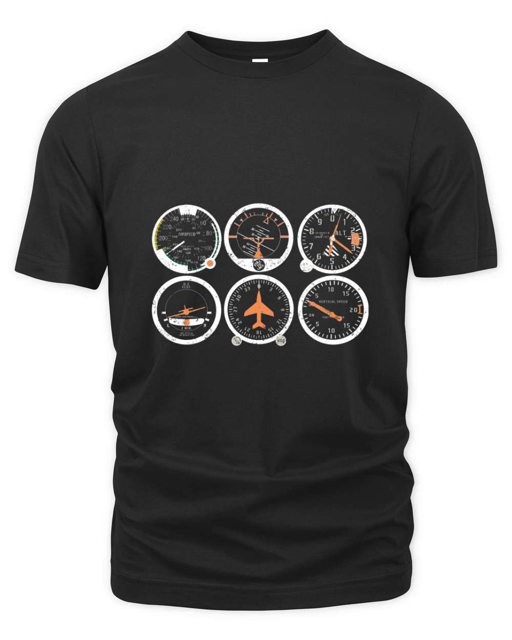 BASIC SIX FLIGHT INSTRUMENTS VINTAGE PILOTS Organic Unisex T-shirt
