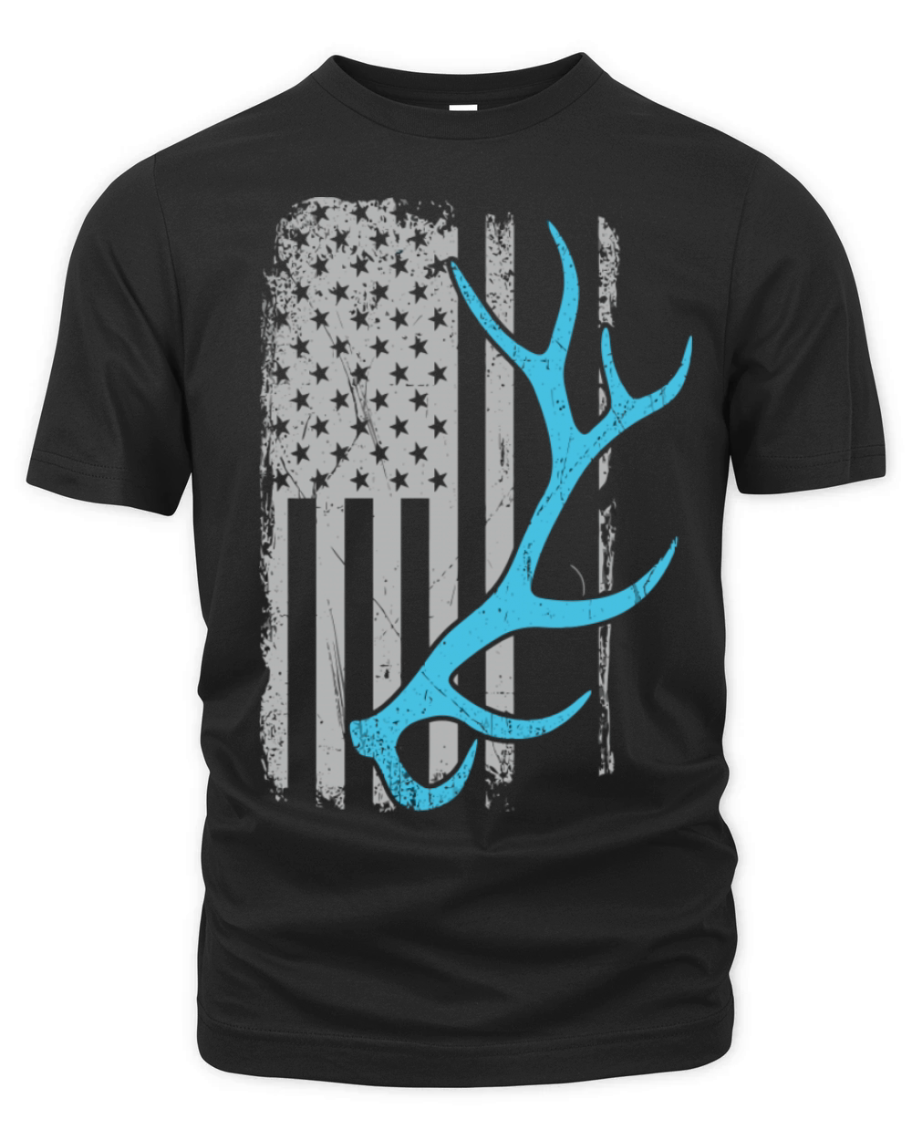 Elk Hunter Vintage American Flag Shed Antler Organic Unisex T-shirt
