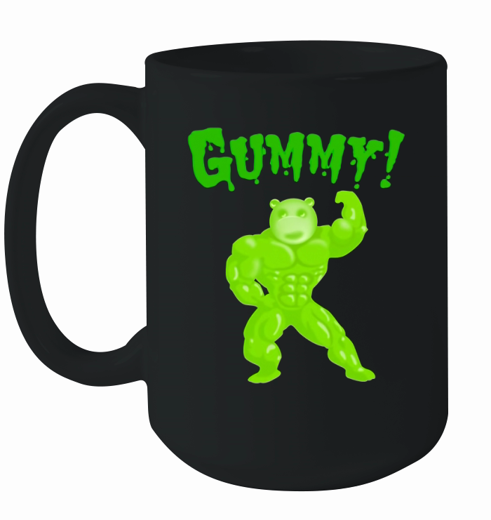 Muscle Super Power Green Gummy Bear T Shirt Ceramic Mug