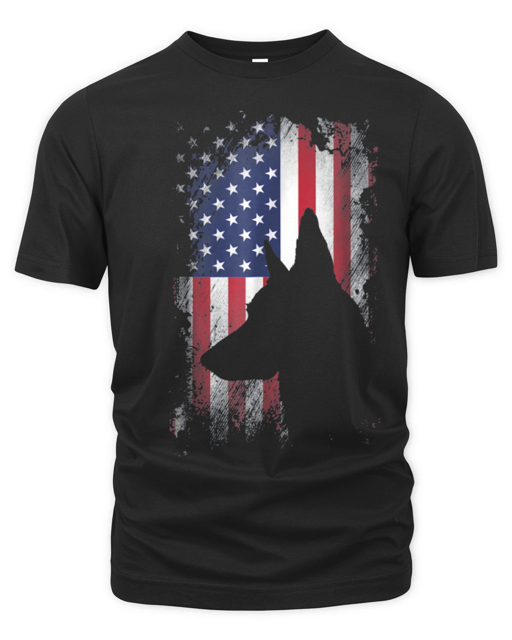 German Shepherd American Flag Organic Unisex T-shirt