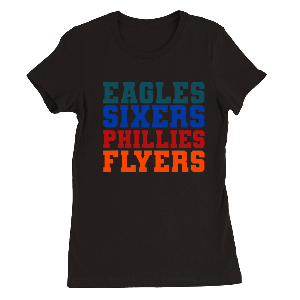 Retro Vintage Eagles Sixers Phillies Flyers Premium Womens Crewneck T-shirt