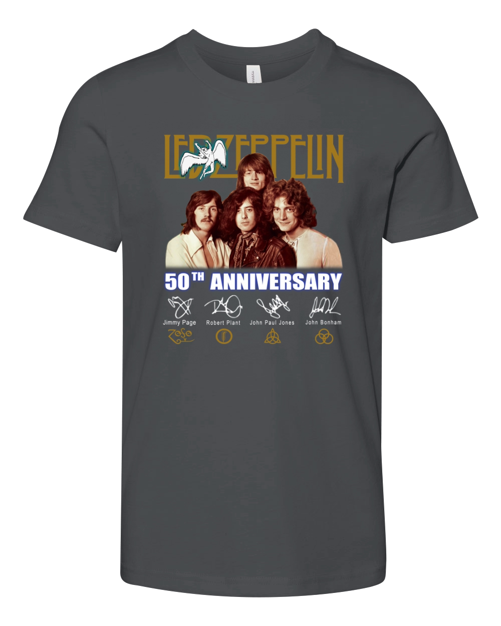 Led Zeppelin members 50th Anniversary signatures shirt Youth Unisex Jersey Tee