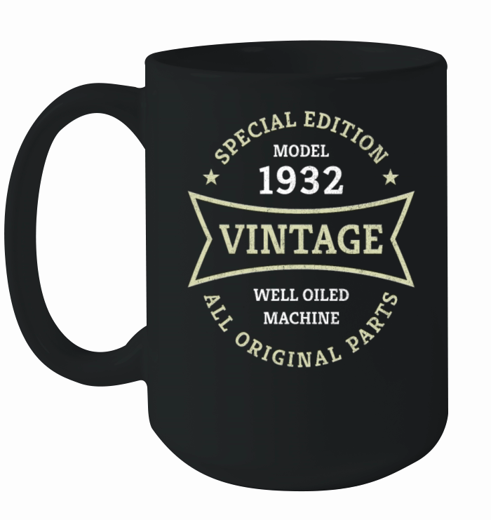90th Birthday Gifts Born 1932 Vintage 90 Year Old Ceramic Mug
