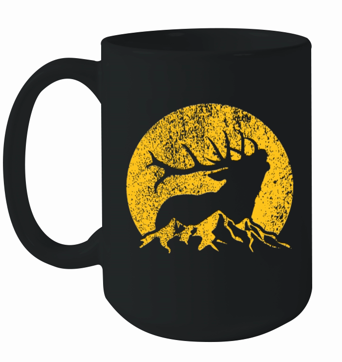 American Elk Hunter Dad Vintage Retro Bow Hunting Ceramic Mug