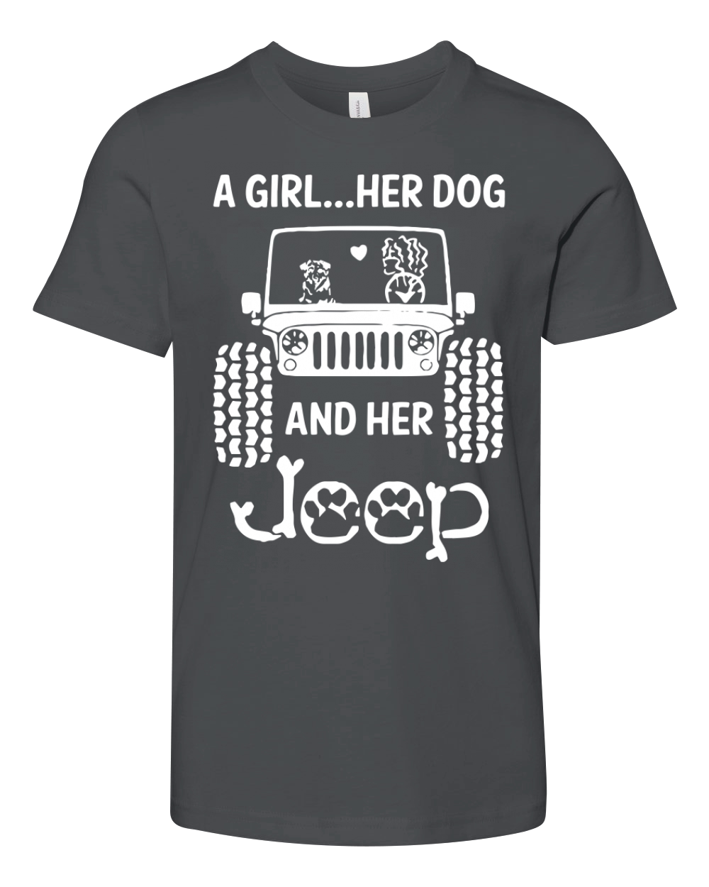 A GIRL HER DOG AND HER JEEP Youth Unisex Jersey Tee