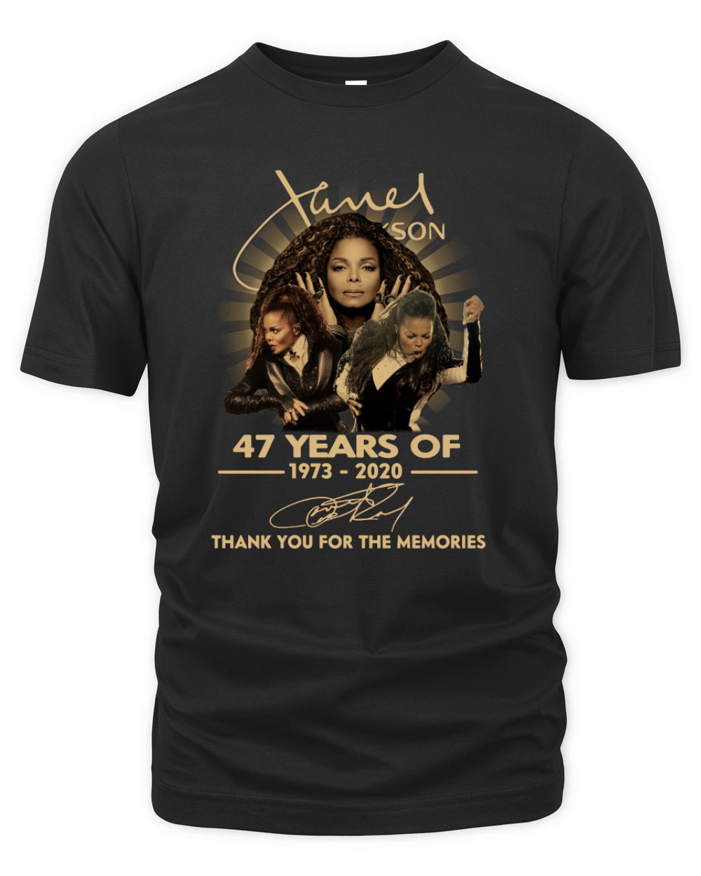 Janet Jackson 47 Years Of 1973 2020 Signature Thank You For The Memories shirt Organic Unisex T-shirt