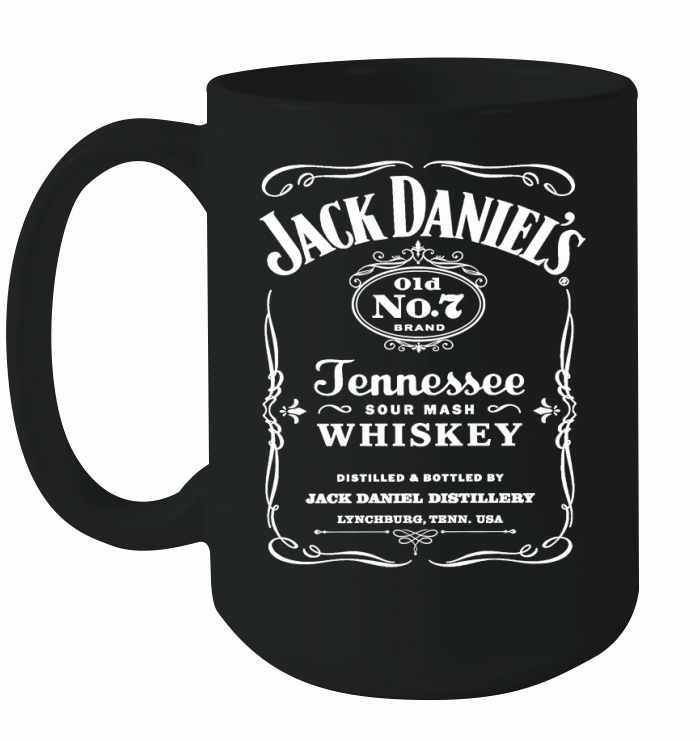Jack Whiskey Graphic Daniels Old No 7 Label Womens Black Ceramic Mug