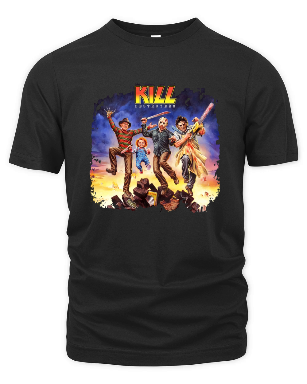 Halloween horror characters kiss destroyers Organic Unisex T-shirt