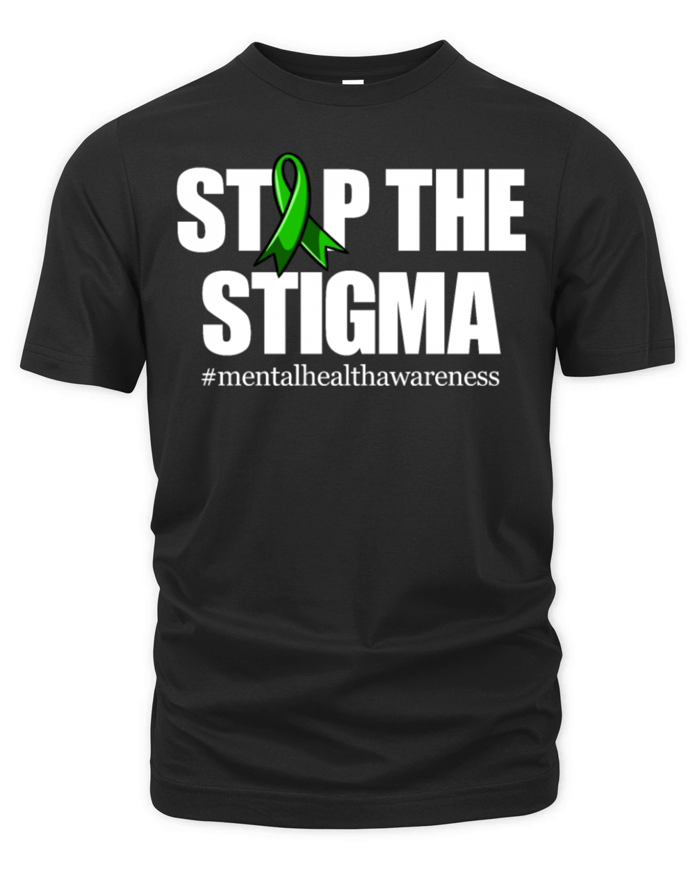 Stop The Stigma Green Ribbon Mental Health Organic Unisex T-shirt
