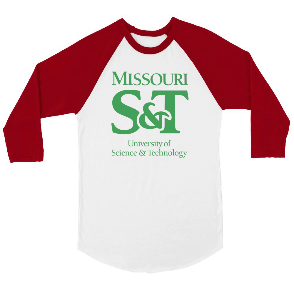 Missouri University of Science and Technology. Unisex ¾ sleeve Raglan T-shirt