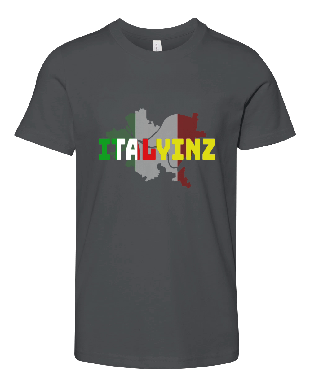 ITALYINZ Pittsburgh Black and Gold Italian Flag T-Shirt Youth Unisex Jersey Tee