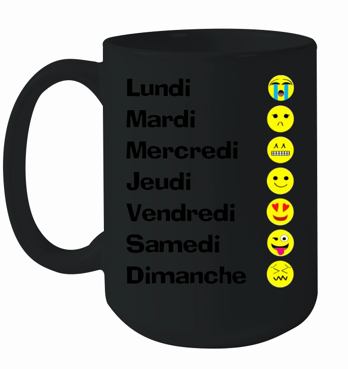 Days of the Week in French with Emojis Ceramic Mug