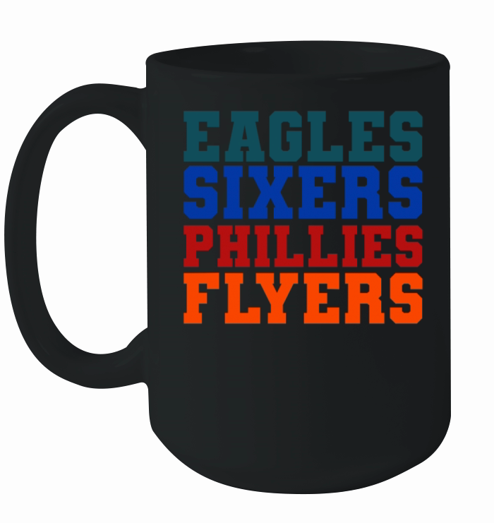 Retro Vintage Eagles Sixers Phillies Flyers Ceramic Mug