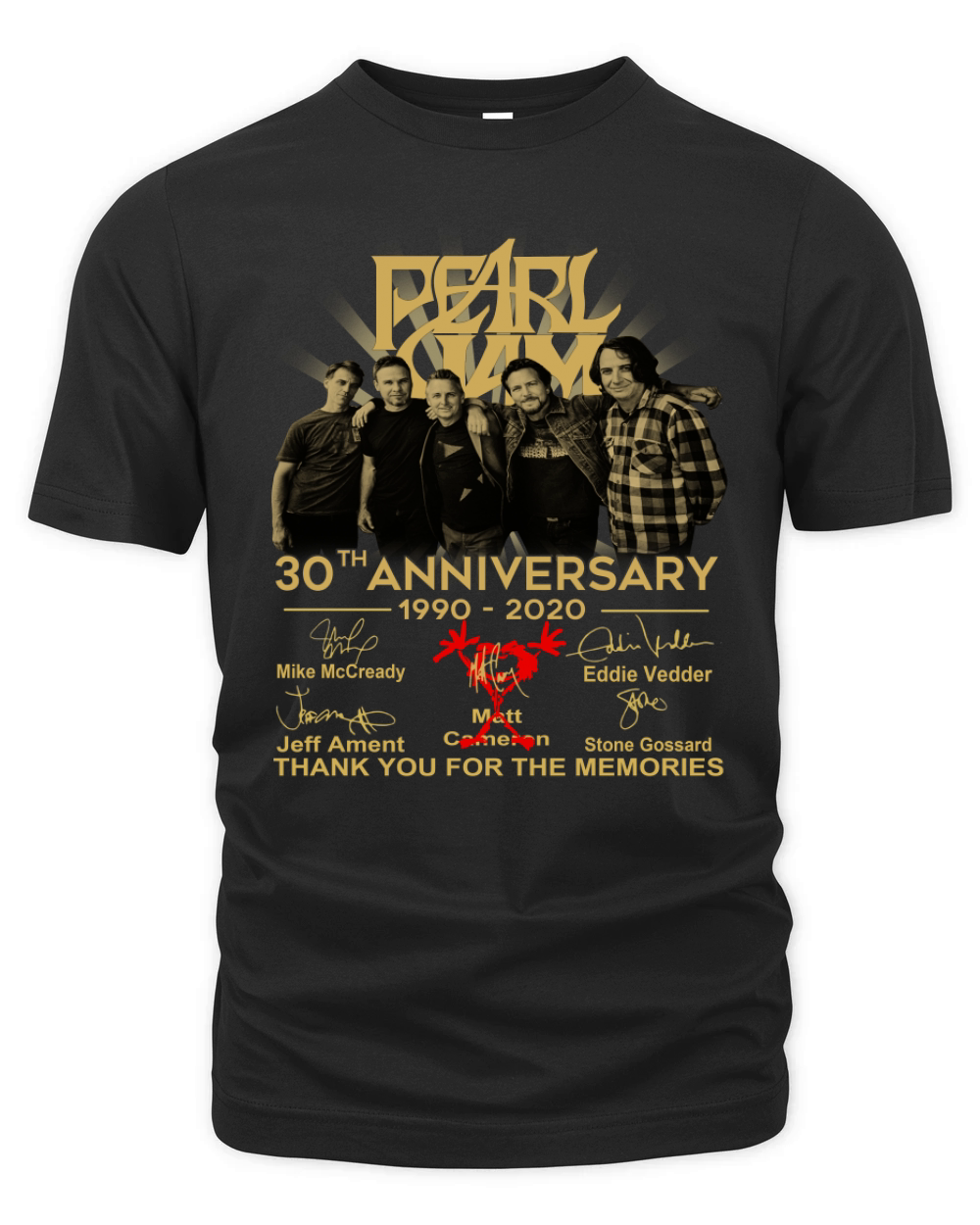 Pearl Jam 30th anniversary 1990 2020 signatures thank you for the memories shirt Organic Unisex T-shirt