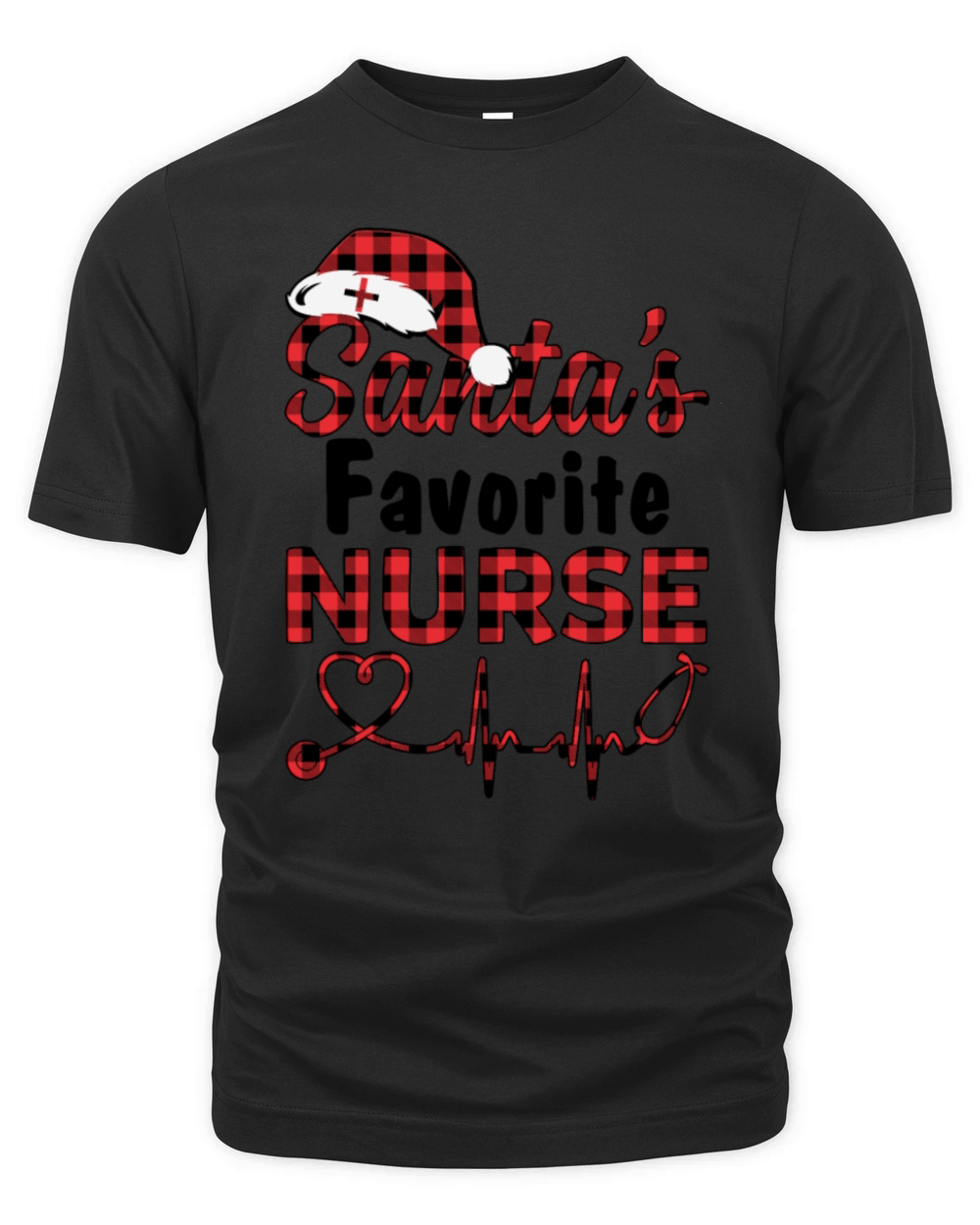 Santa's Favorite Nurse Funny Christmas Stethoscope Organic Unisex T-shirt
