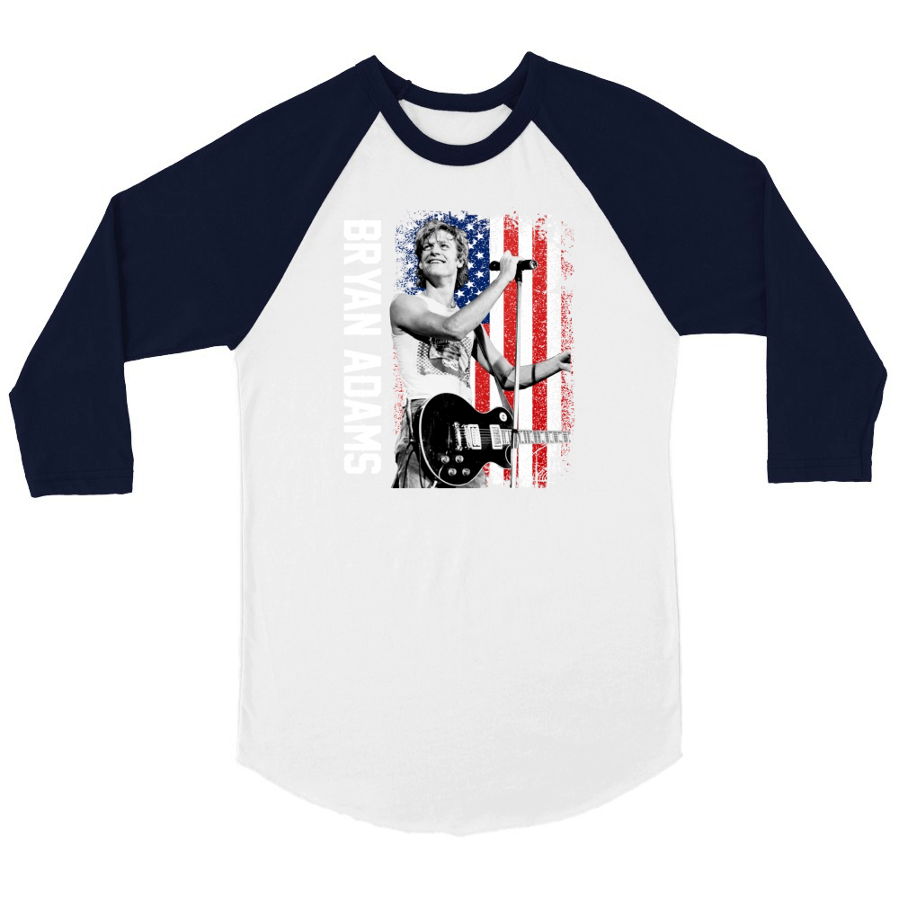 Discover Cool Bryan Adams American Flag Unisex ¾ sleeve Raglan T-shirt