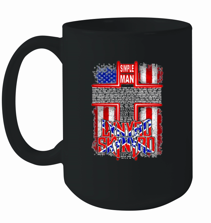 Cross Jesus Simple man lyrics Lynyrd Skynyrd American flag shirt Ceramic Mug