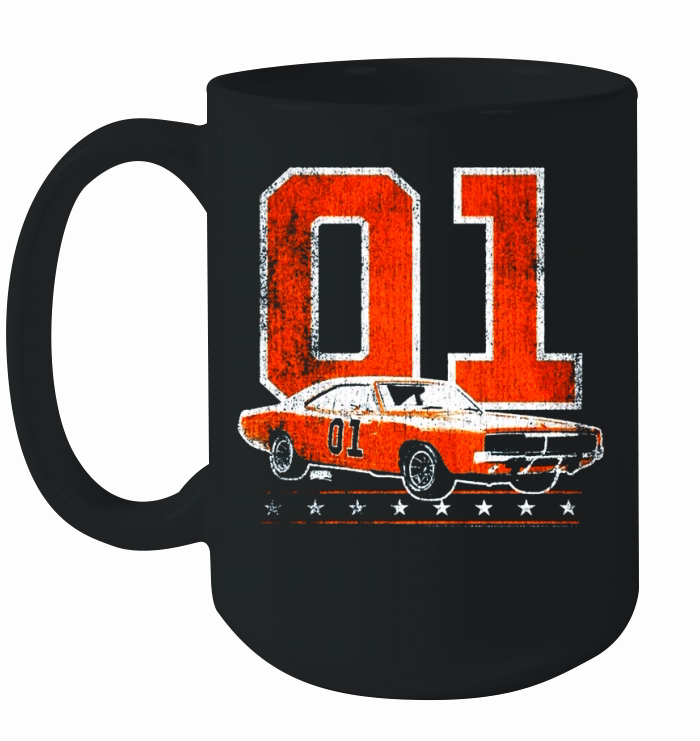 DUKES OF HAZZARD GENERAL LEE 2 COLOR VINTAGE ON ORANGE Ceramic Mug
