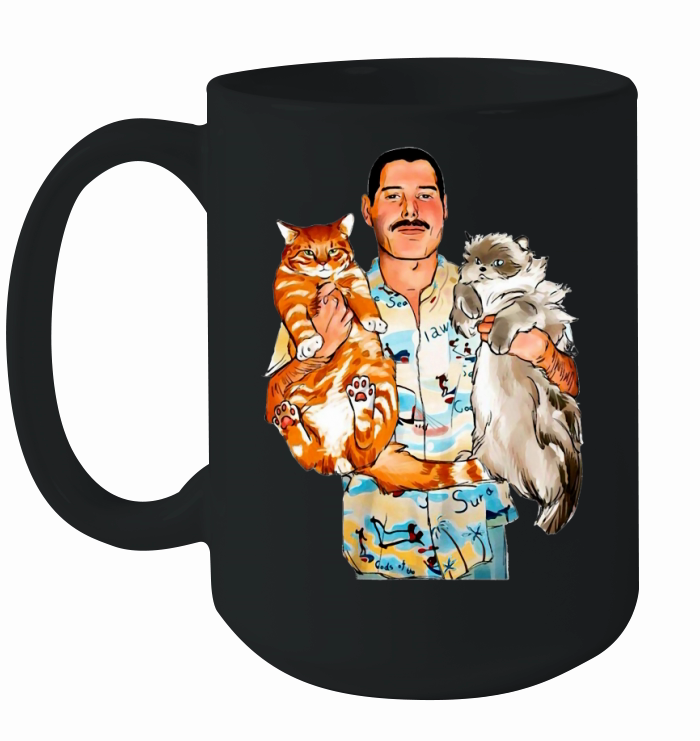 Freddie Mercury hug cats shirt Ceramic Mug