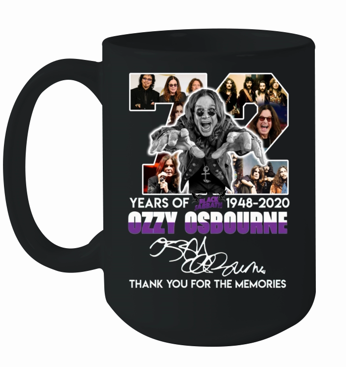 72 years of 1948 2020 ozzy osbourne thank you for the memories signature Ceramic Mug