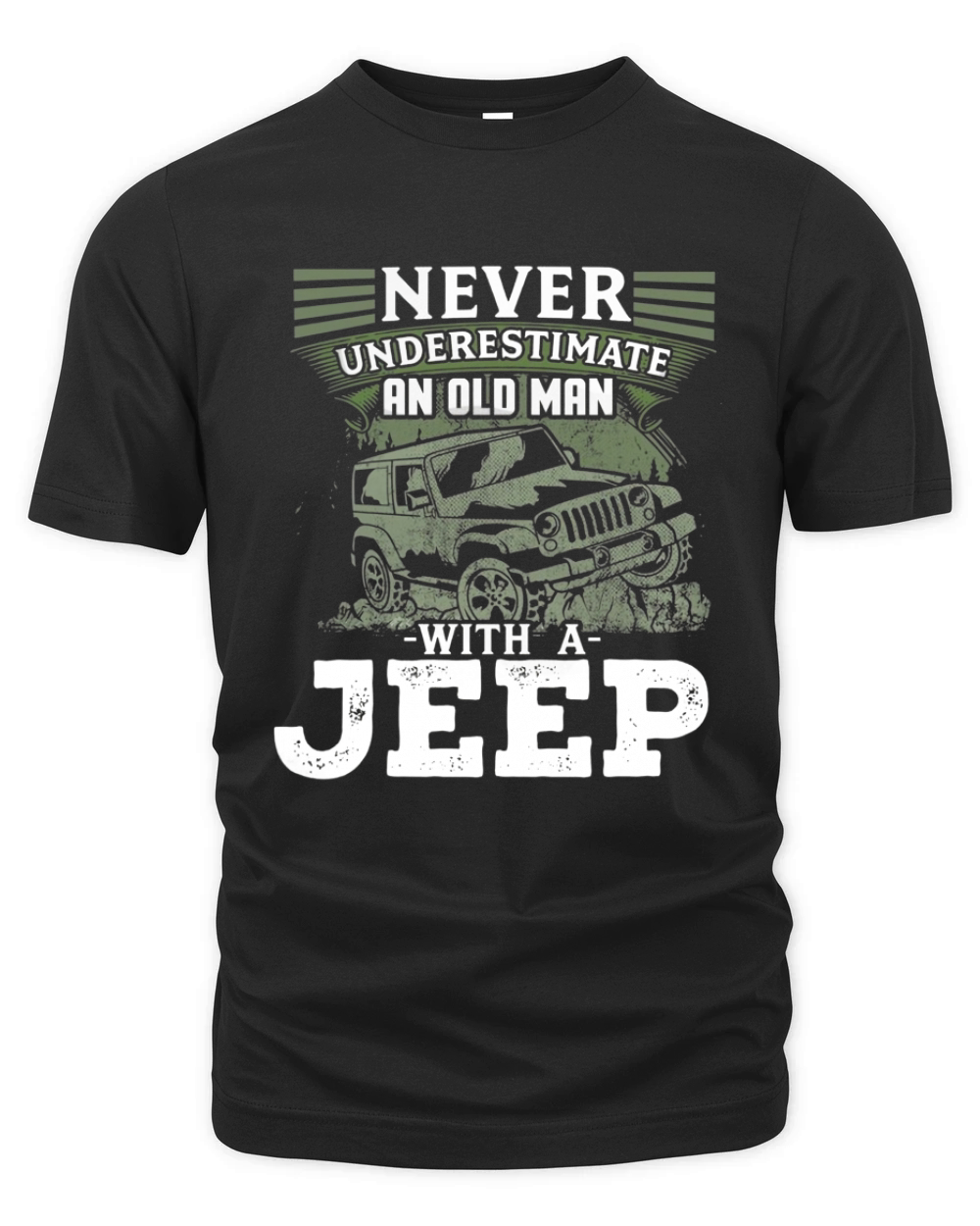 Mens Never Underestimate An Old Man With A Jeep Organic Unisex T-shirt