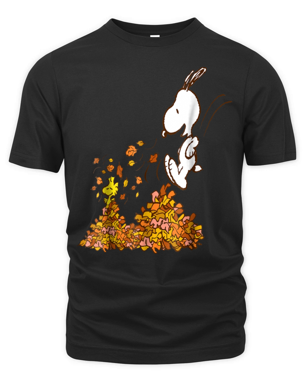 Peanuts Snoopy Jumping Into leaf Autumn Organic Unisex T-shirt