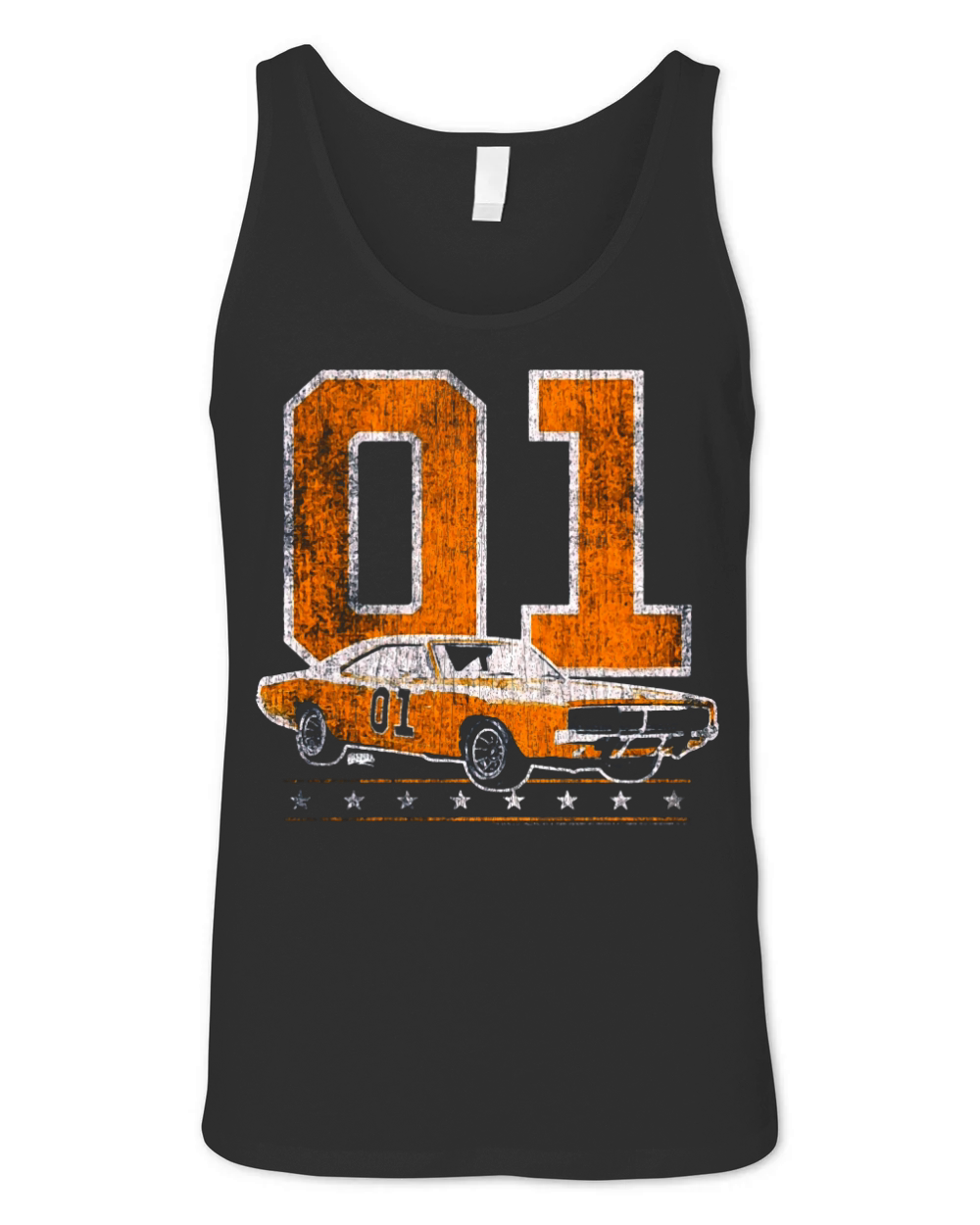 DUKES OF HAZZARD GENERAL LEE 2 COLOR VINTAGE ON ORANGE Unisex Jersey Tank