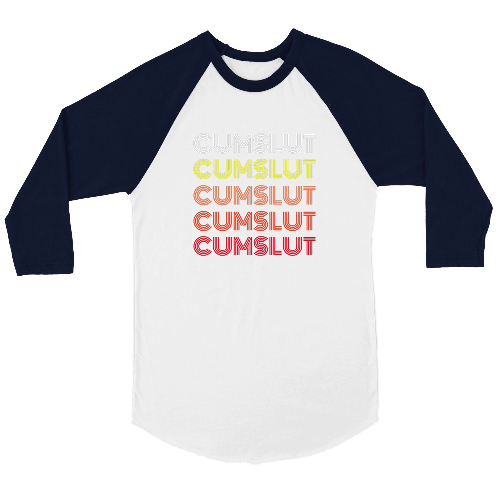Vintage Style Cumslut Bukkake Wife Unisex ¾ sleeve Raglan T-shirt