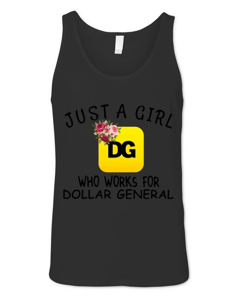 Just a girl who works for dollar general flowers Unisex Jersey Tank