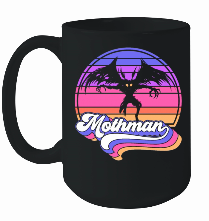 Retro Mothman 80s Cryptid Sunset Gift Ceramic Mug