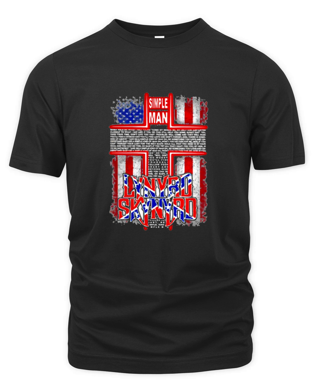 Cross Jesus Simple man lyrics Lynyrd Skynyrd American flag shirt Organic Unisex T-shirt