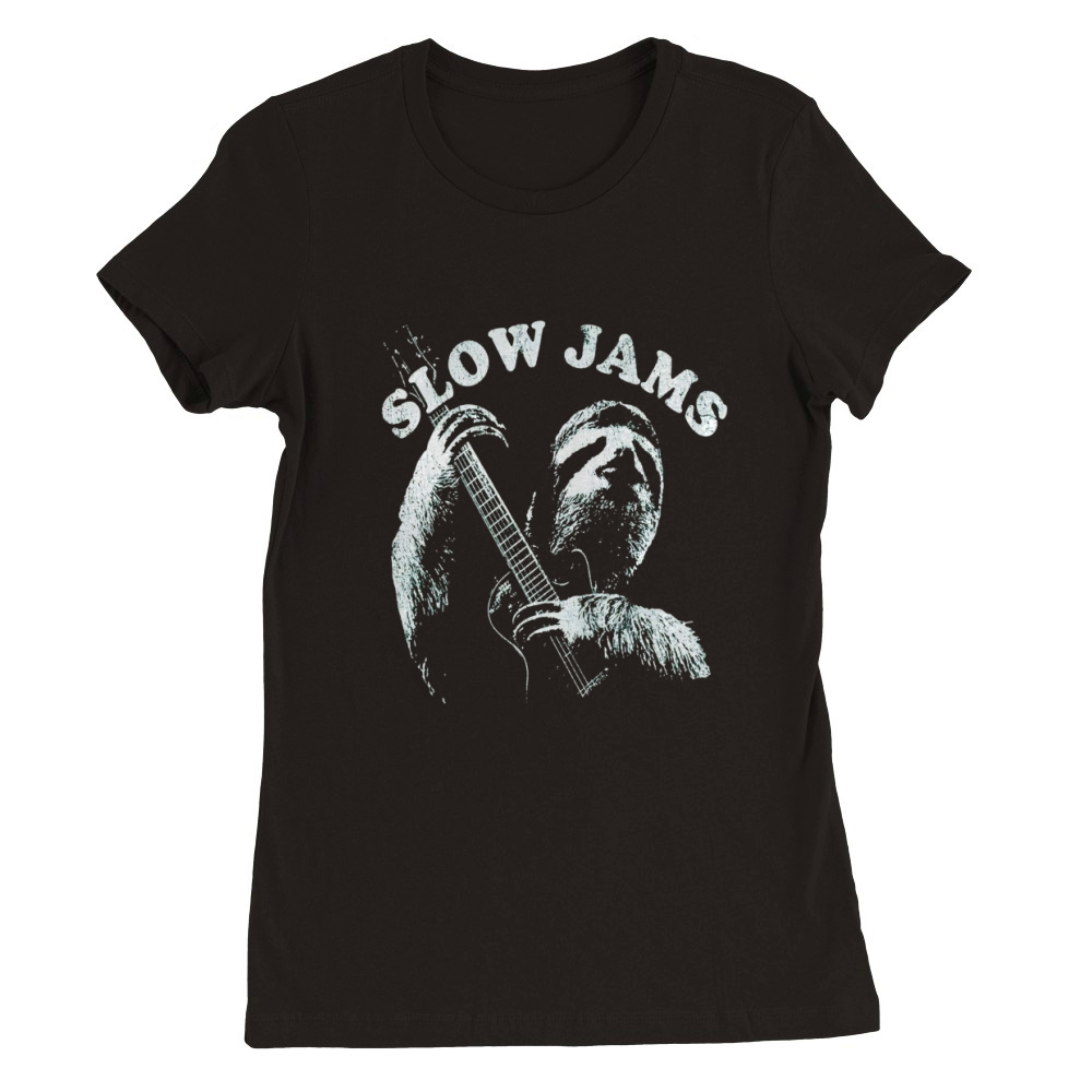 Sloth Playing Guitar Slow Jams Vintage TShirt Premium Womens Crewneck T-shirt