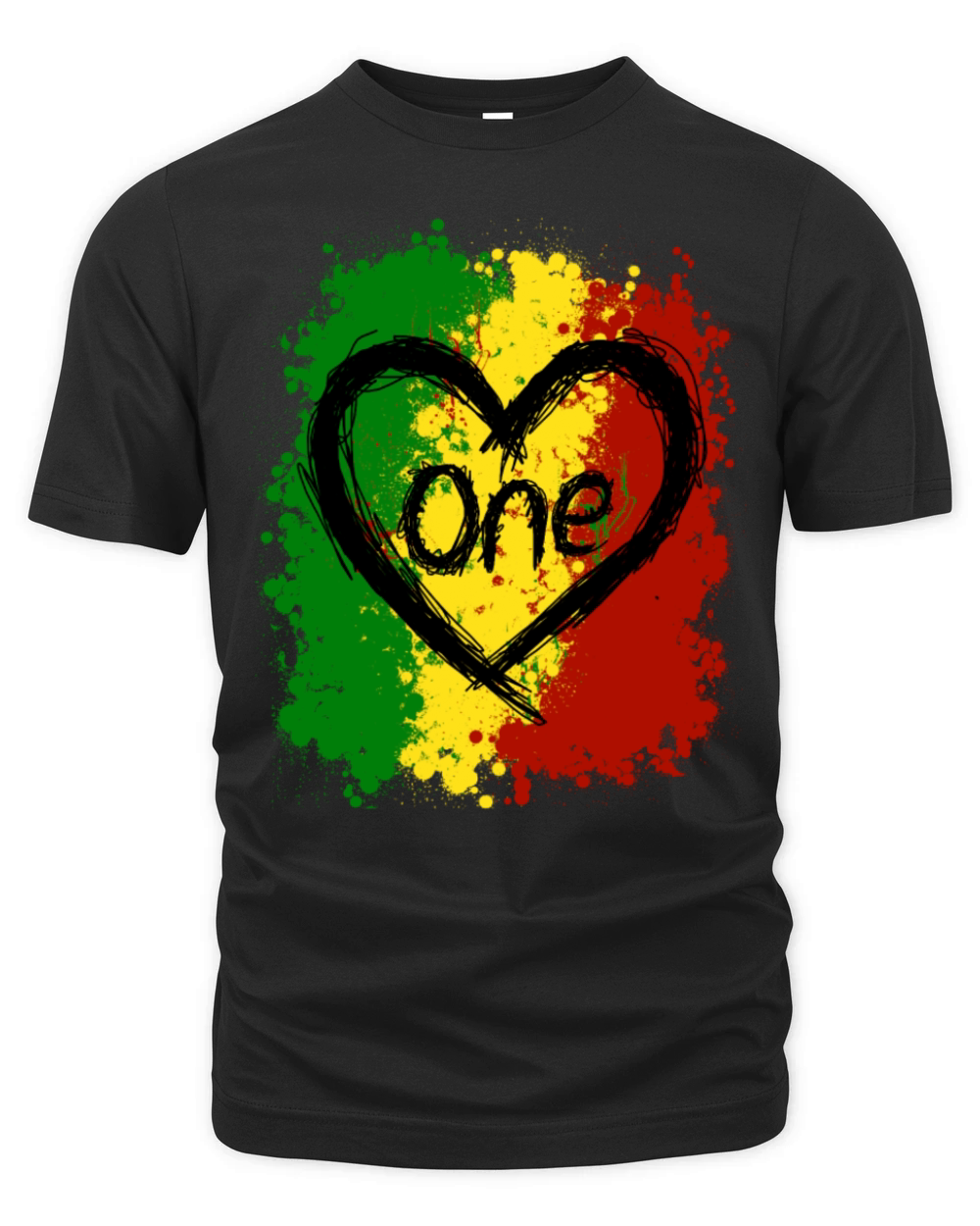 One Love Reggae Heart Rasta Colors Reggaeton Music Organic Unisex T-shirt