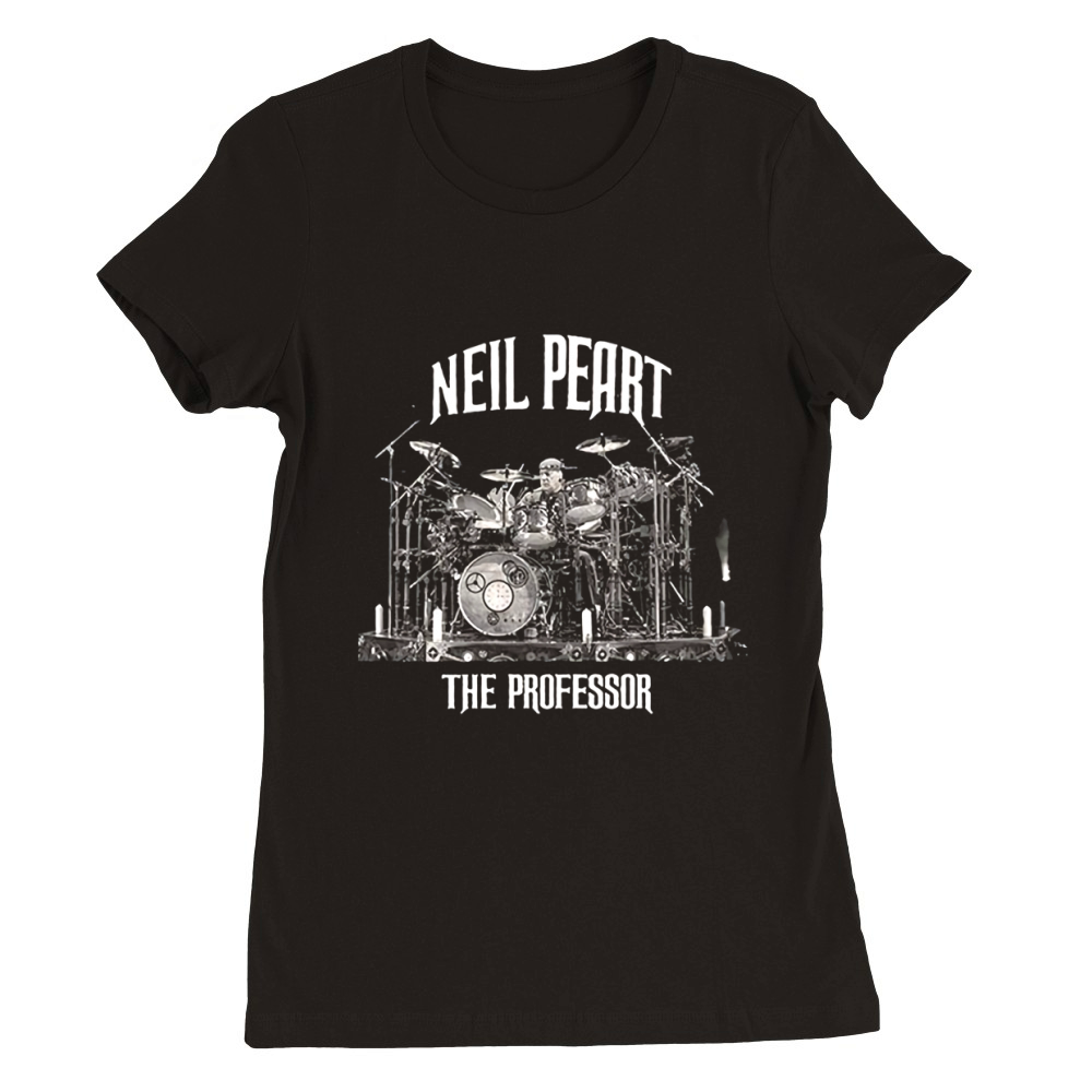 Anna Press Neil Peart The Professor  The Drummer Black Premium Womens Crewneck T-shirt