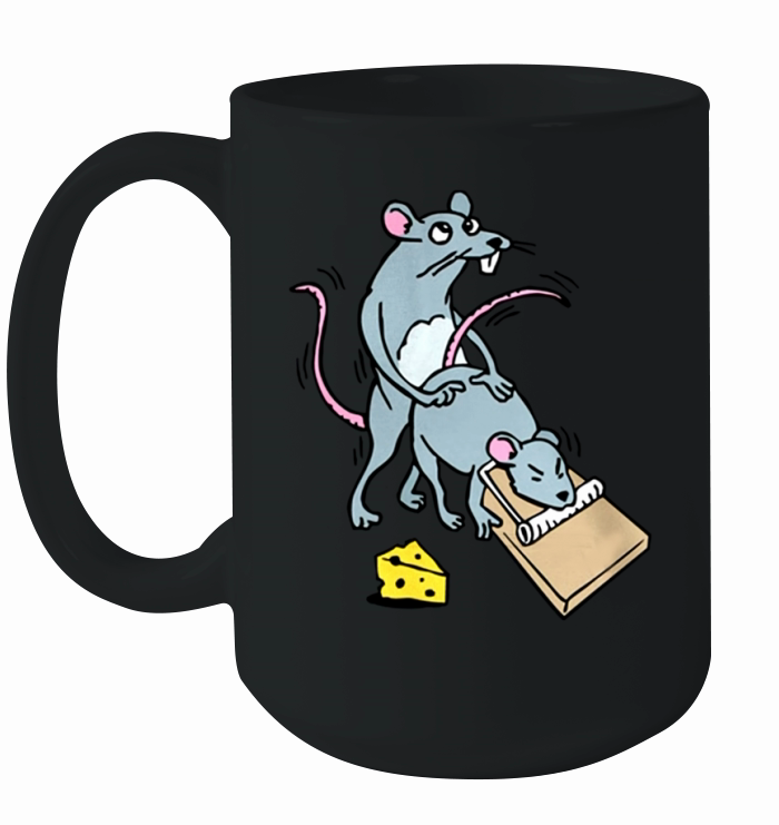 Mouse Screwing a Mouse in a Mousetrap Funny Joke  T-Shirt Ceramic Mug