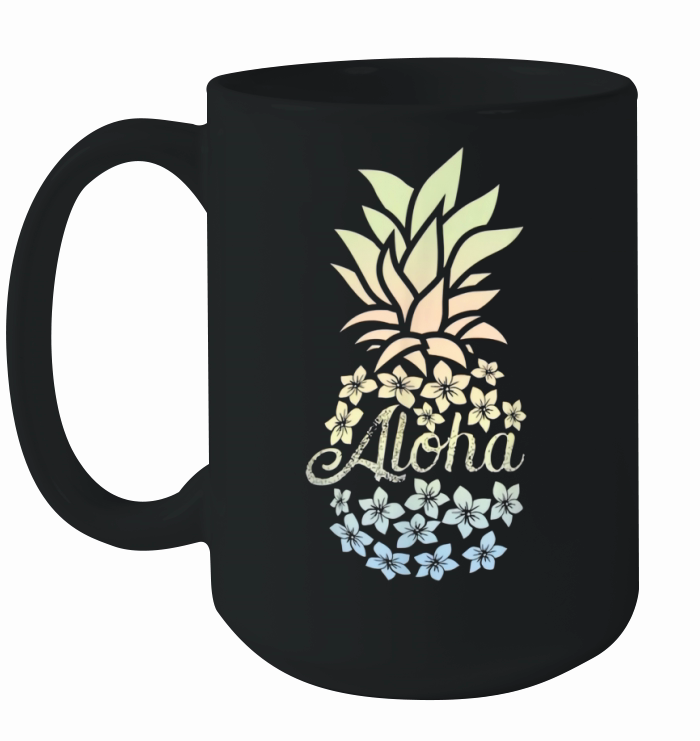 Pineapple Flowers Aloha Hawaii Vintage Hawaiian shirt Ceramic Mug