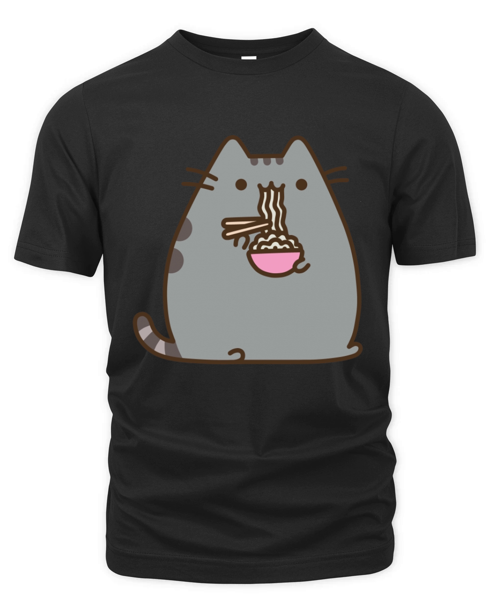 Pusheen The Cat Eating Noodles Organic Unisex T-shirt