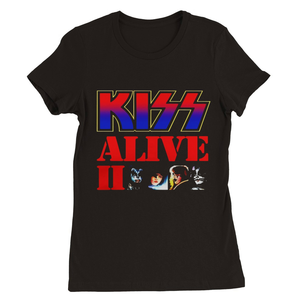 KISS - 1977 Alive II T-Shirt Premium Womens Crewneck T-shirt