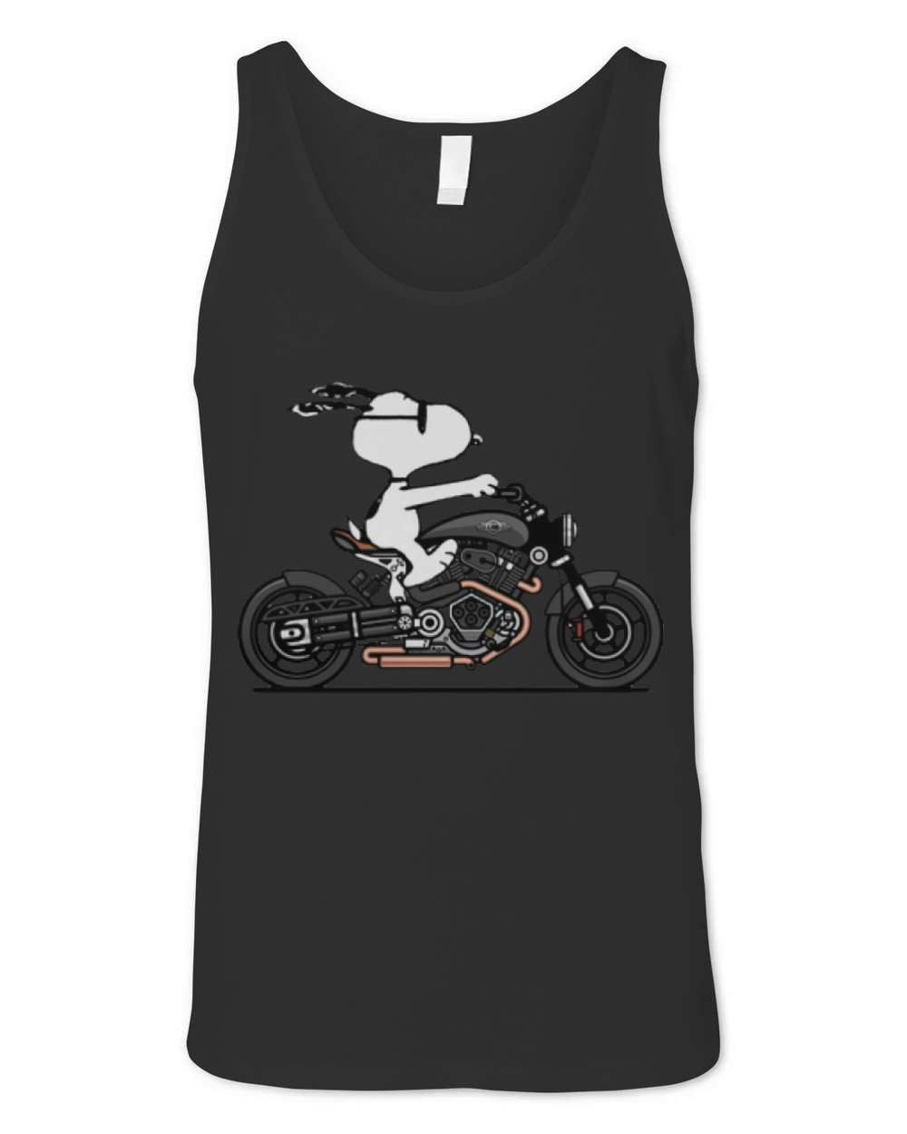 Snoopy riding motorcycle shirt Unisex Jersey Tank
