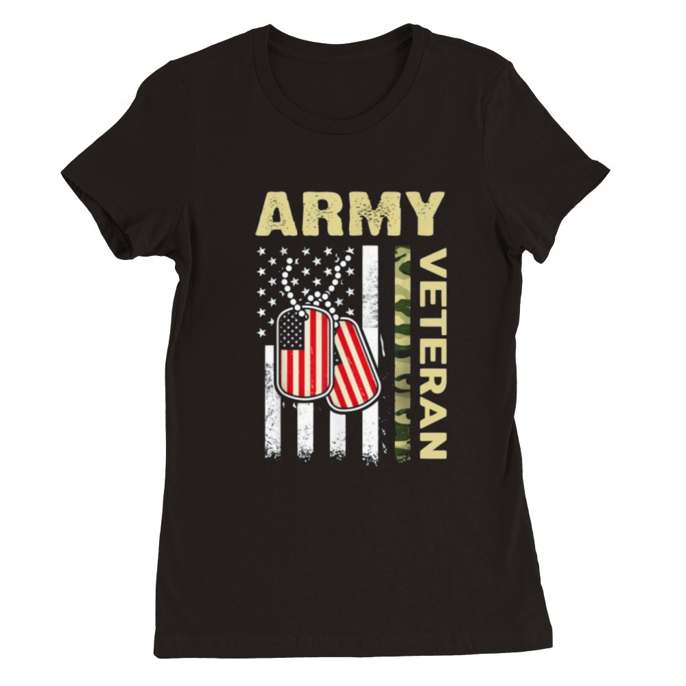 Army Veteran Day American Flag Women Men Premium Womens Crewneck T-shirt