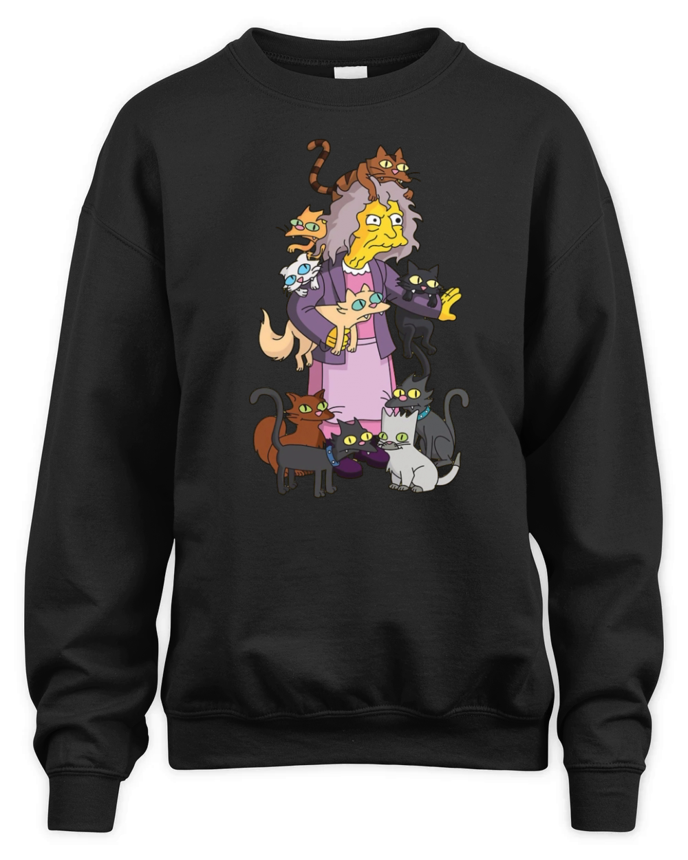 The Simpsons Crazy Cat Lady shirt, hoodie, sweater, longsleeve t-shirt Unisex Premium Crewneck Sweatshirt