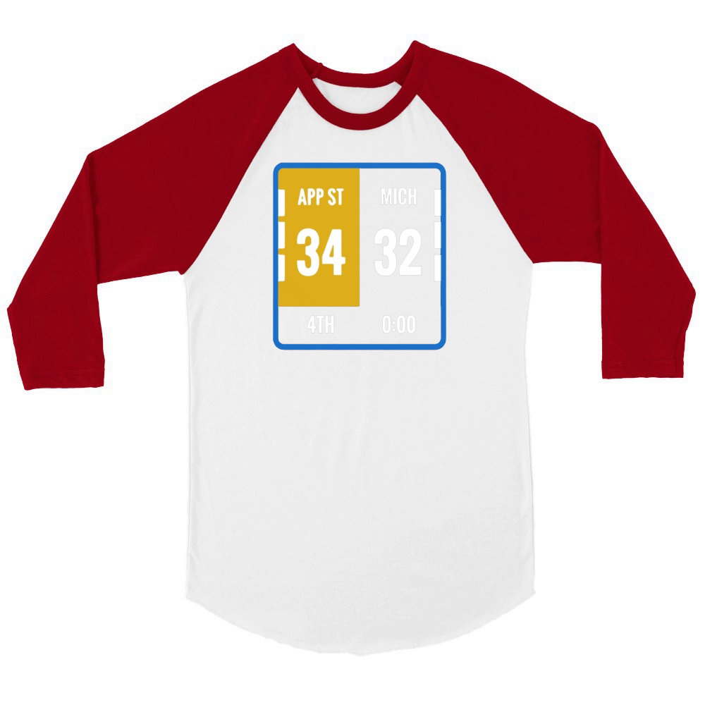 Appalachian Michigan Scoreboard Football Unisex ¾ sleeve Raglan T-shirt