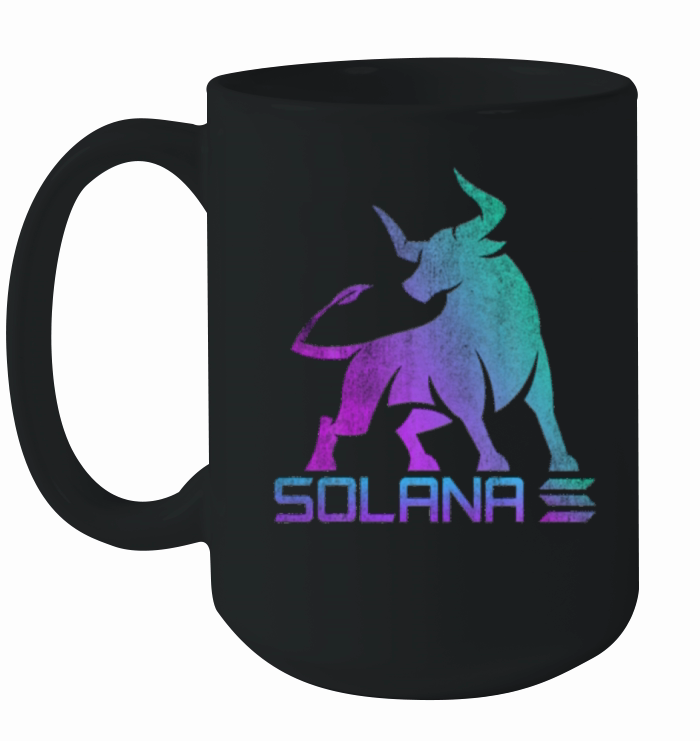 Vintage Bull Trend Solana Crypto Coin Token Crypto Ceramic Mug