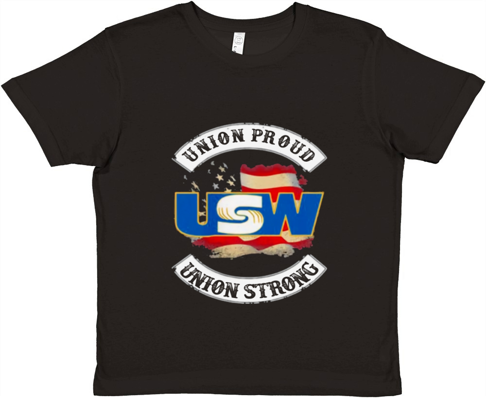 United Steelworkers Union Proud Union Strong American Flag Premium Kids Crewneck T-shirt