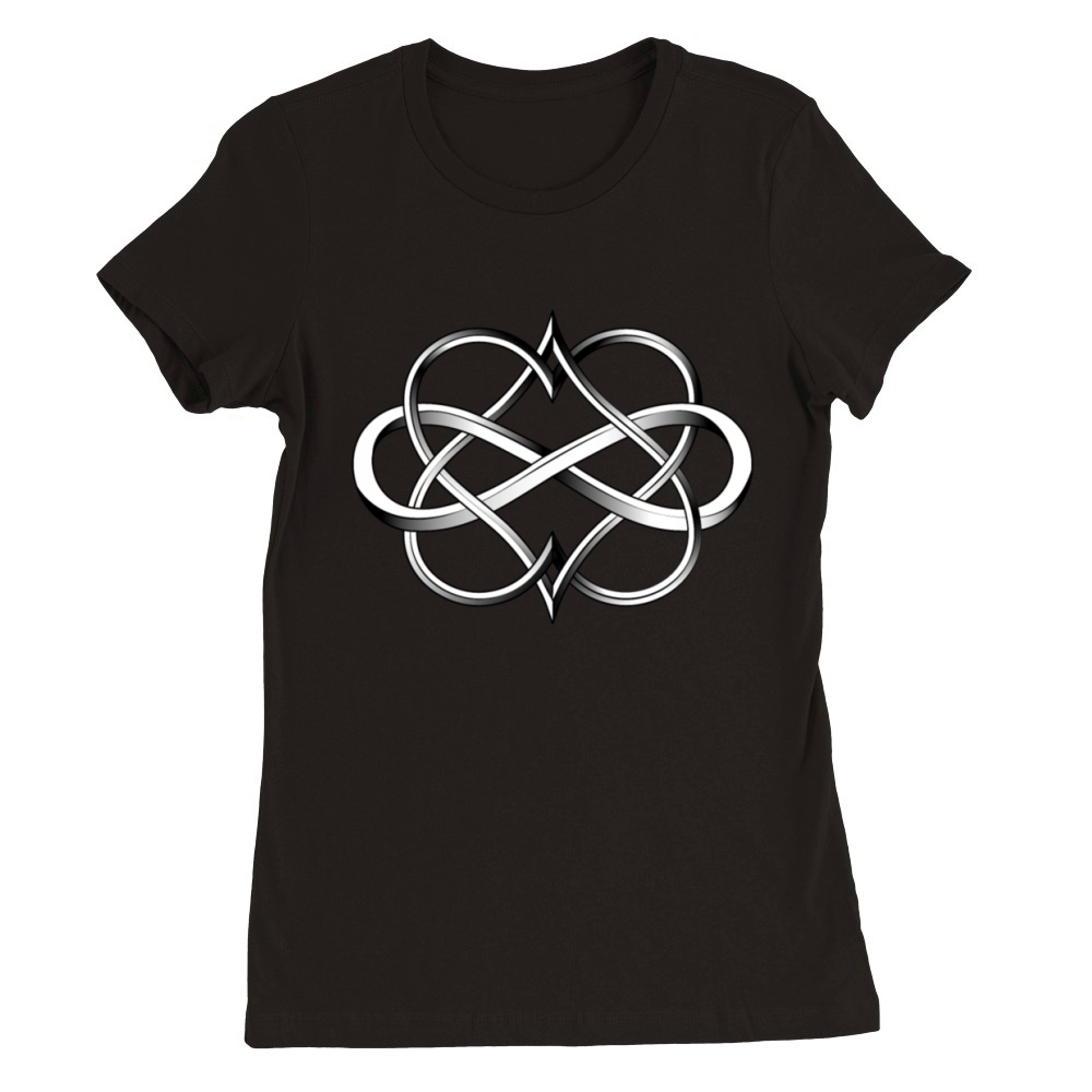 Double Heart Infinity Tattoo Premium Womens Crewneck T-shirt
