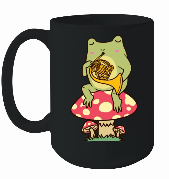 Frog On Mushroom French Horn Player Hornist Ceramic Mug