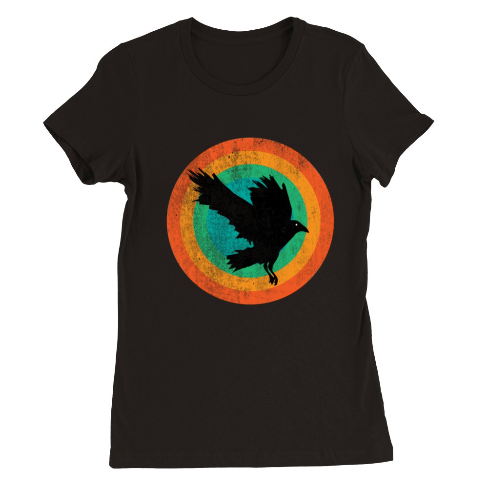 Vintage Beautiful Cute Raven retro Art Premium Womens Crewneck T-shirt