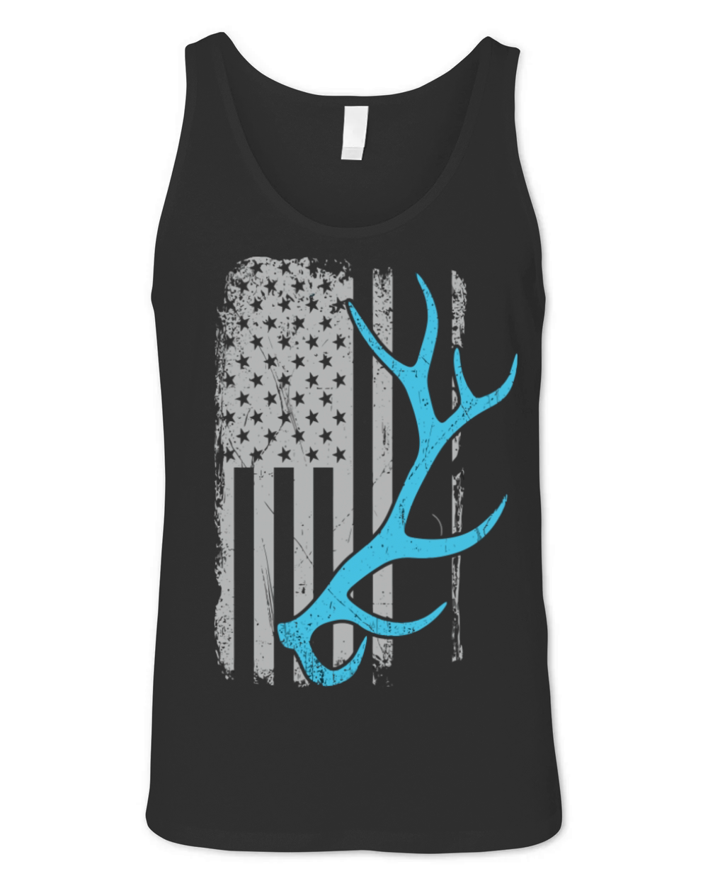 Elk Hunter Vintage American Flag Shed Antler Unisex Jersey Tank