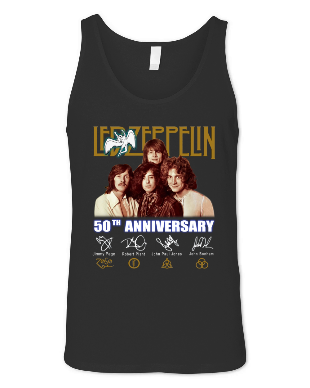 Led Zeppelin members 50th Anniversary signatures shirt Unisex Jersey Tank